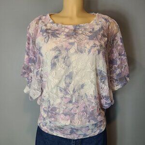 DressBarn Top Sz Small Lace Beaded Y2K Fairy Butterfly Whimsigoth Romantic